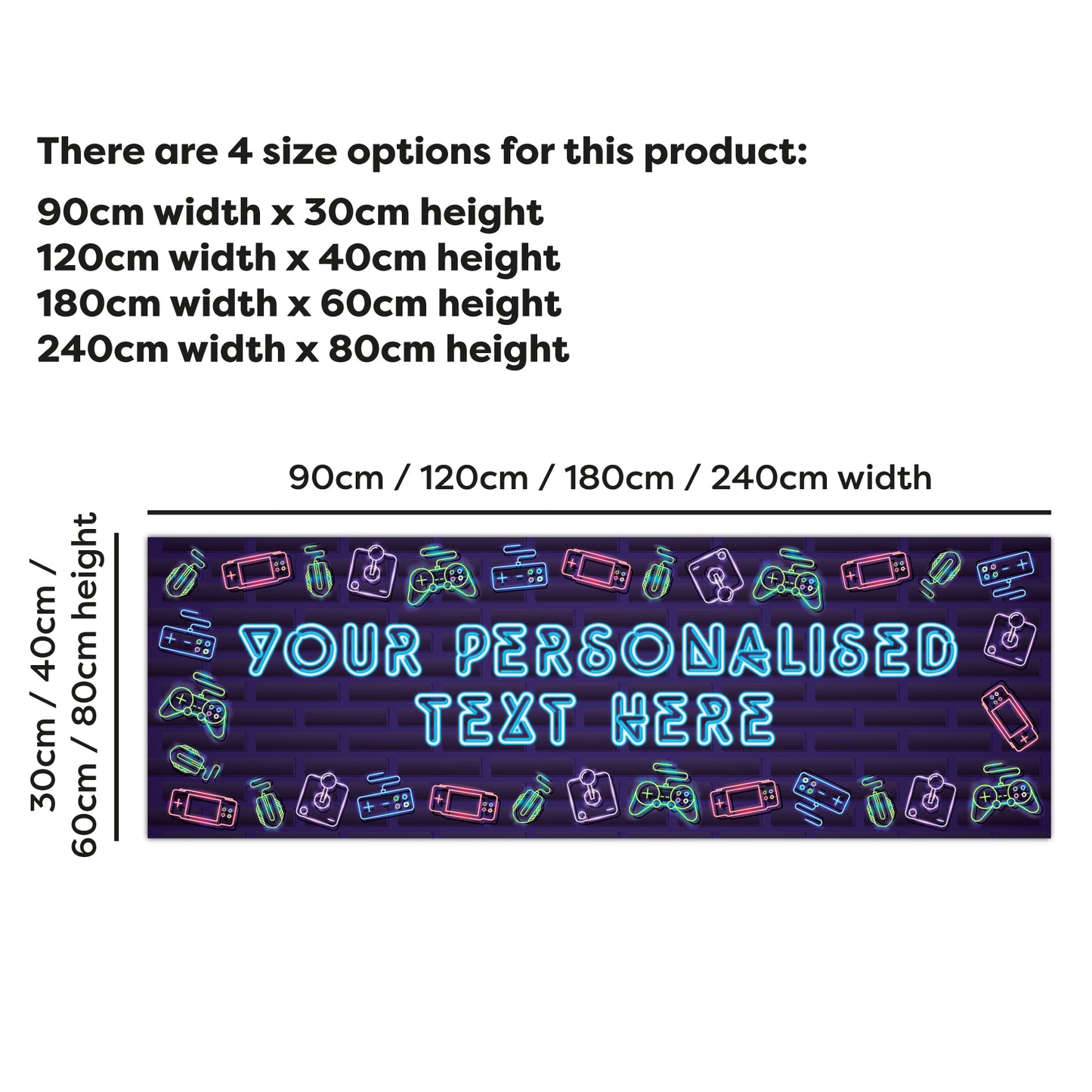 Neon Birthday – Neon Gaming Personalised Banner Wall Sticker