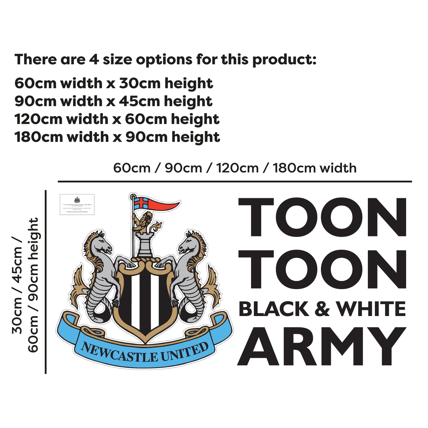 Newcastle United Football Club - Crest & Toon Army Song Wall Sticker
