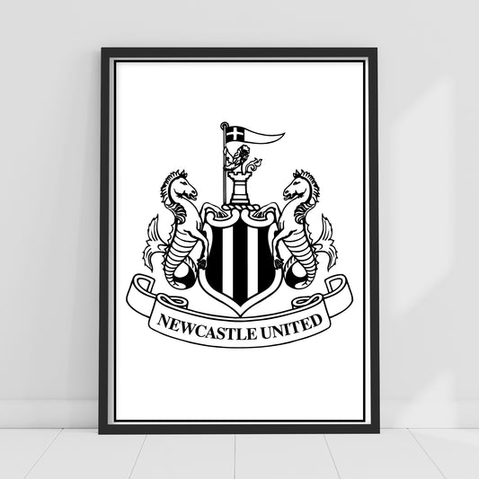 Newcastle United FC Print - Black Crest Poster Football Wall Art