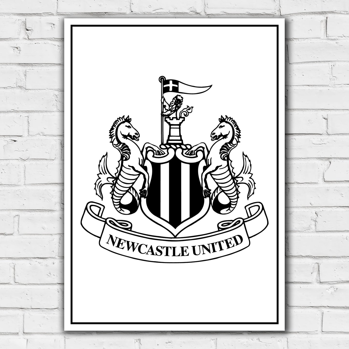 Newcastle United FC Print - Black Crest Poster Football Wall Art