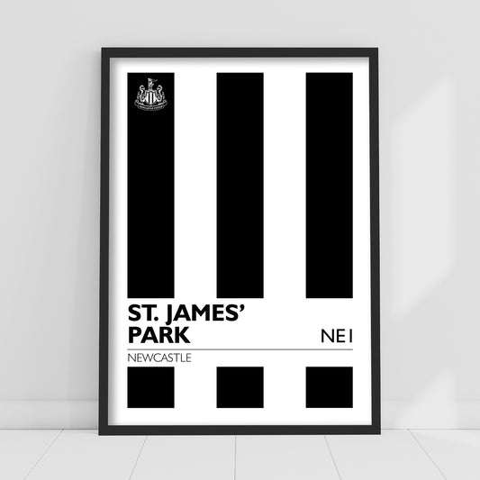Newcastle United FC Print - St James' Park Postcode Poster Football Wall Art