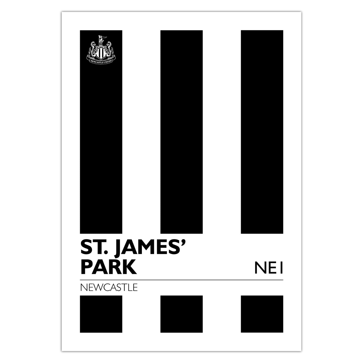 Newcastle United FC Print - St James' Park Postcode Poster Football Wall Art
