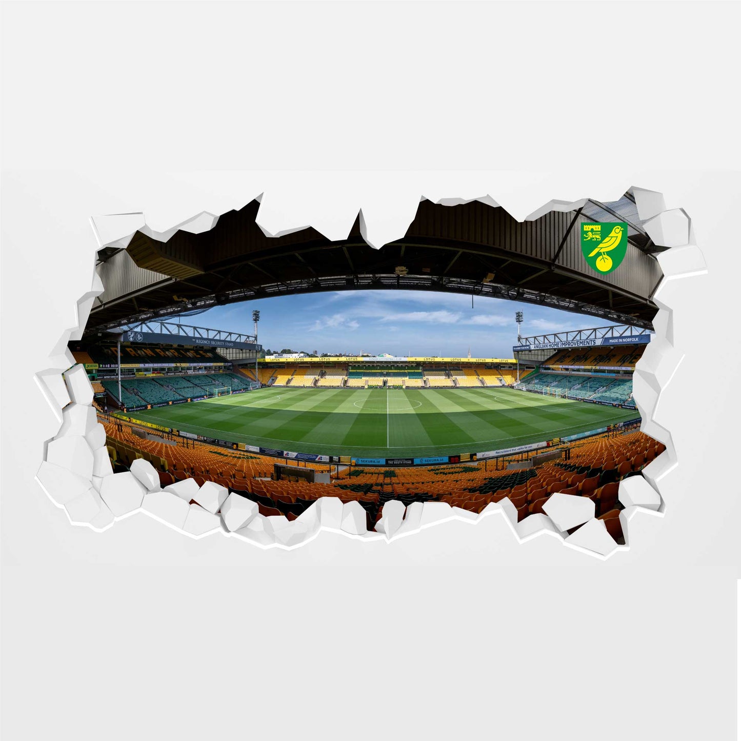 Norwich City FC - Carrow Road Stadium Broken Wall Sticker