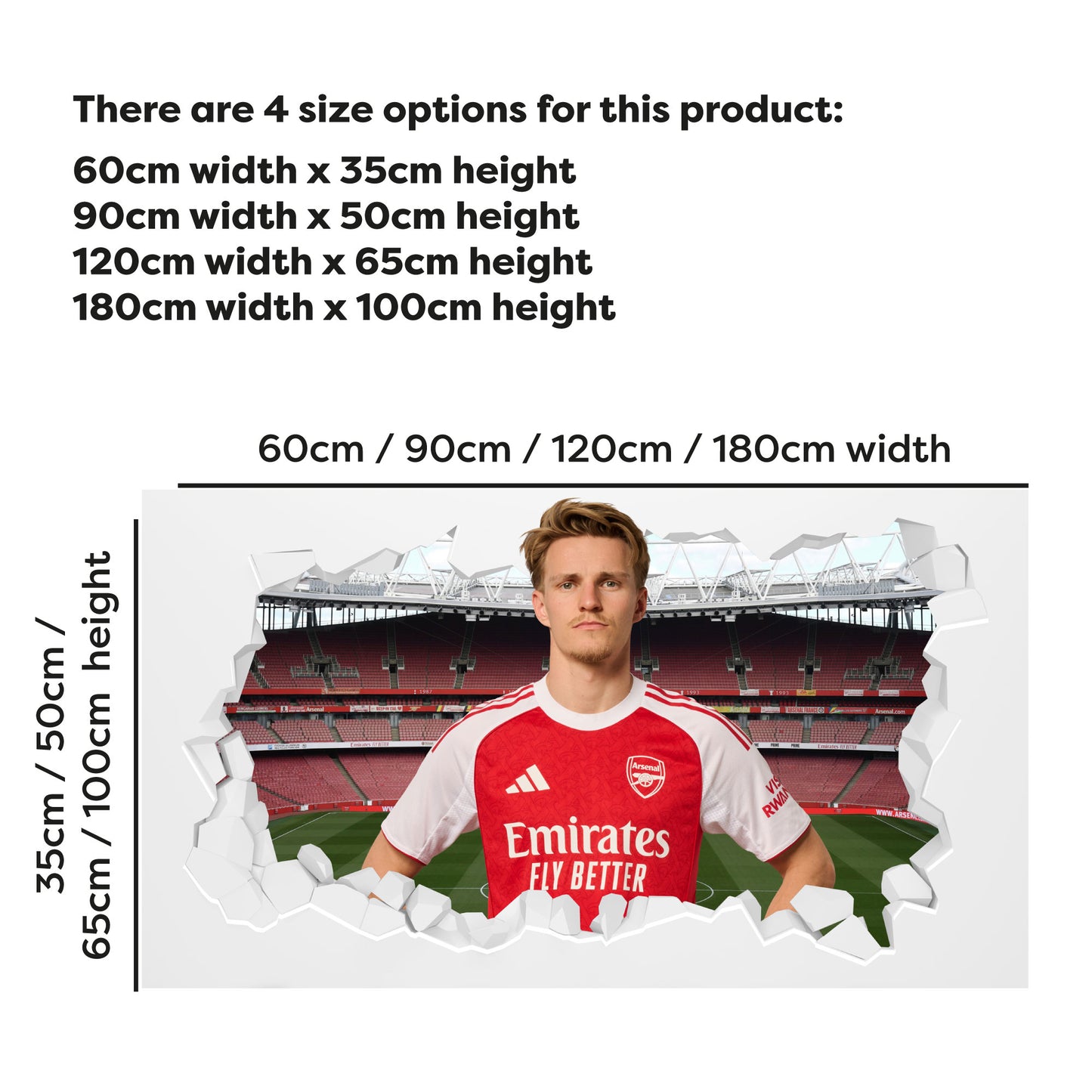 Arsenal Football Club - Martin Odegaard 25/26 Broken Wall Sticker