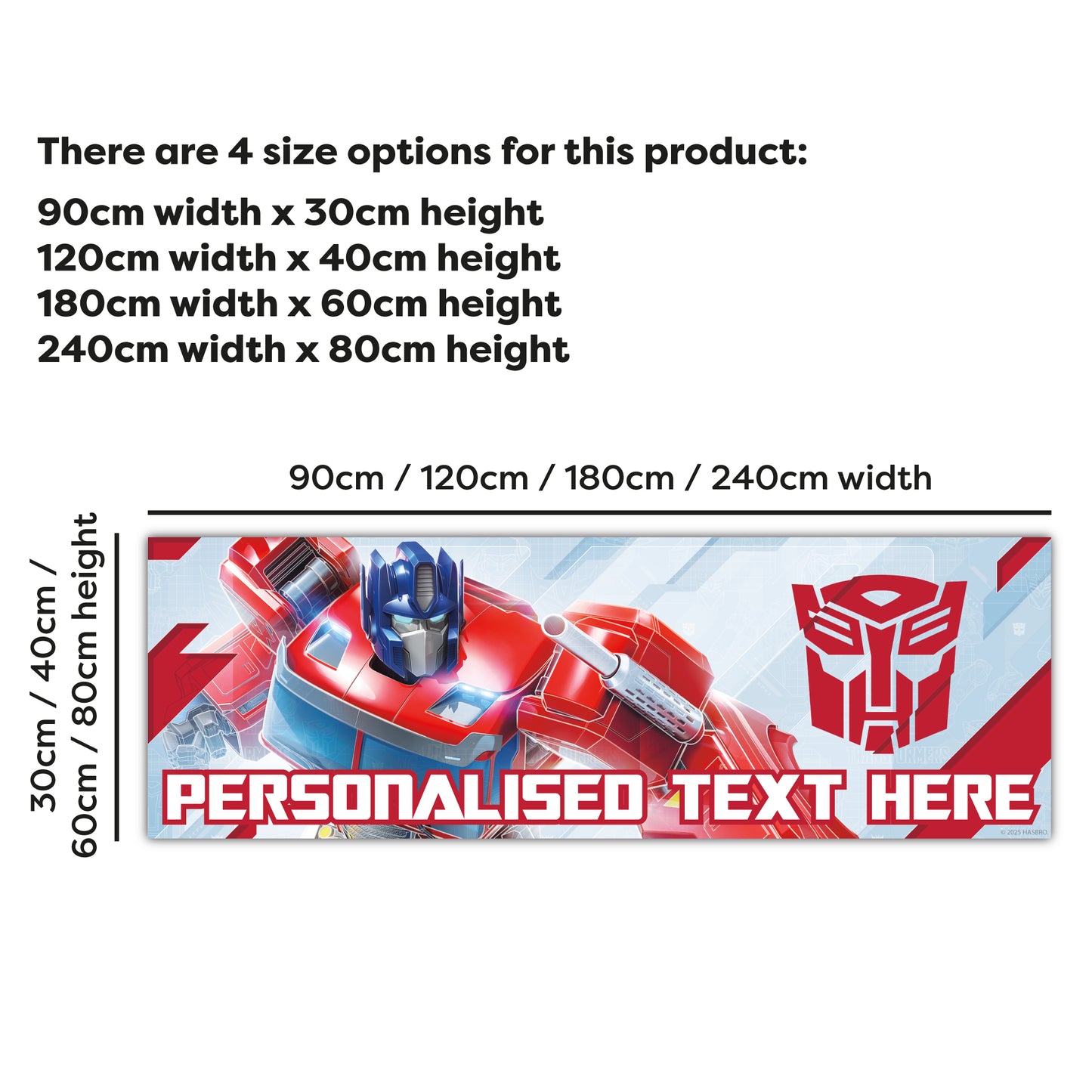 Transformers Birthday - Optimus Prime Personalised Banner Wall Sticker