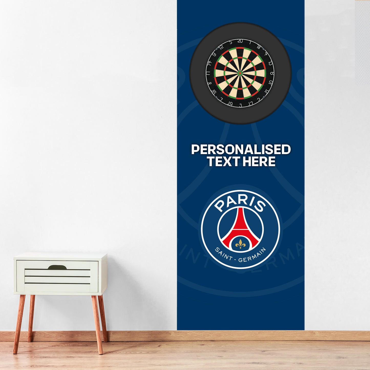 Paris Saint-Germain Wall Sticker - Dart Board Backdrop with Personalised Text PSG Wall Art