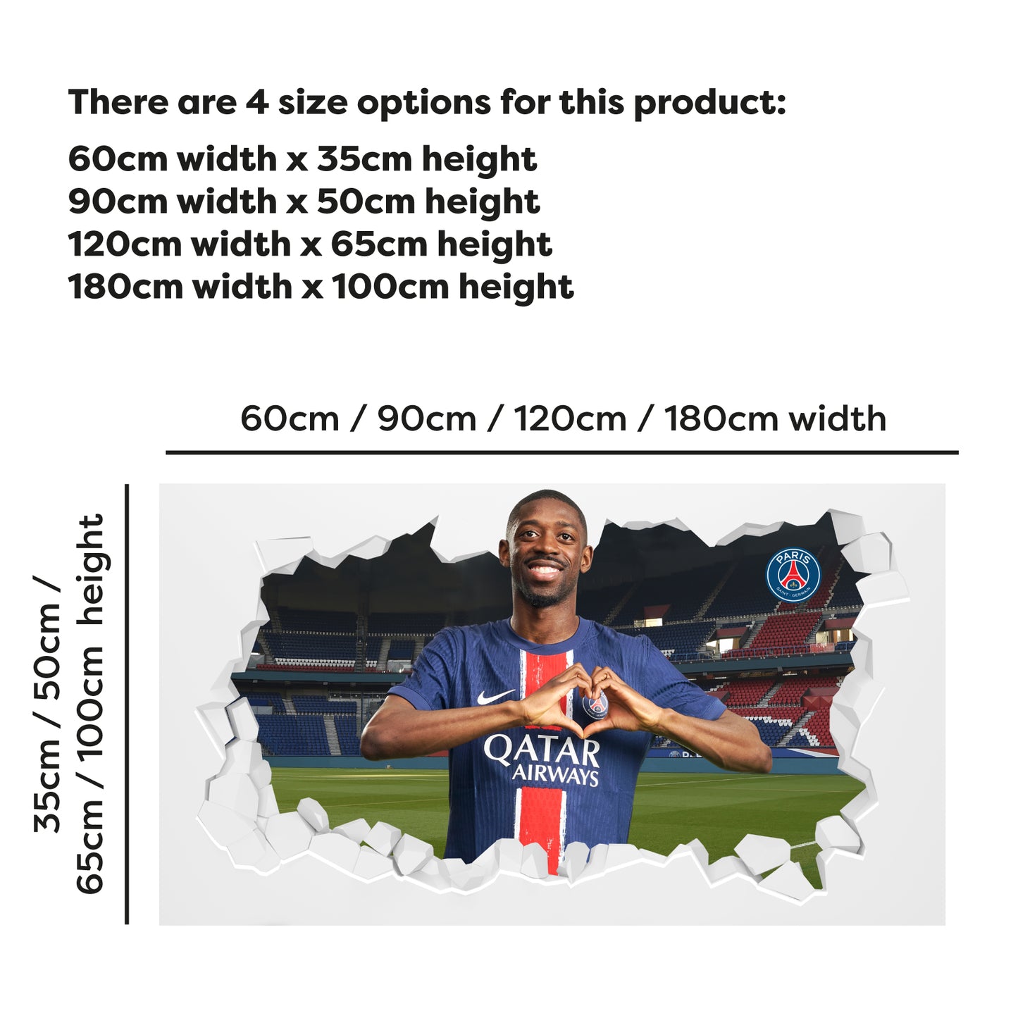 Paris Saint-Germain F.C Dembele 24-25 Broken Wall Sticker