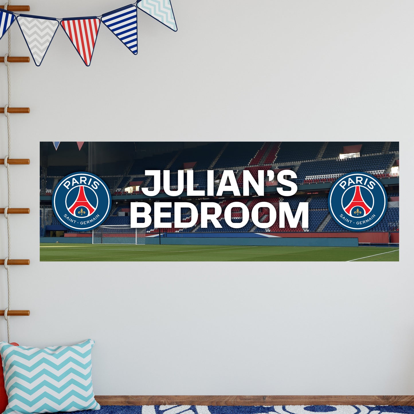 PSG Birthday - Personalised Football Banner Wall Sticker