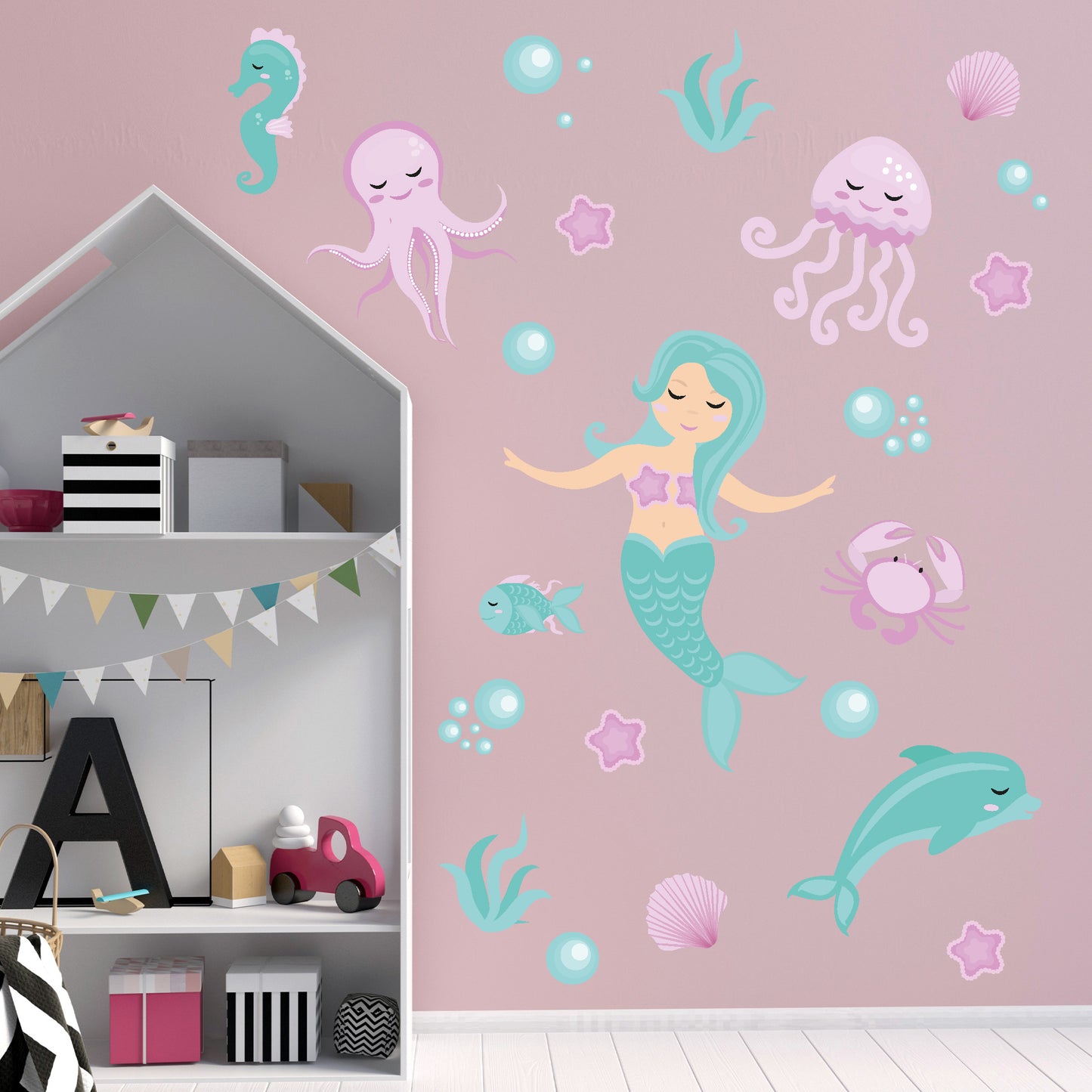 Pastel Wall Sticker - Pastel Mermaid Set Decal Wall Art