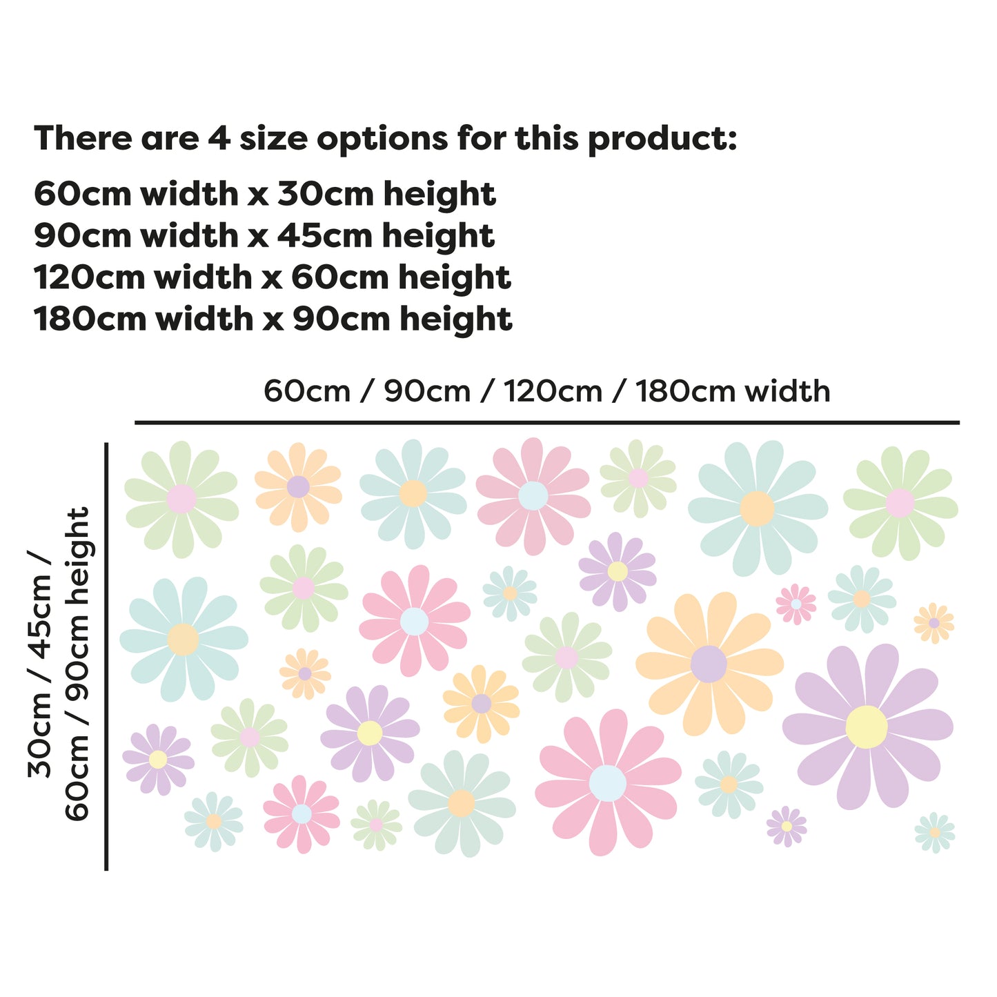 Pastel Wall Sticker - Pastel Flowers Set Decal Wall Art
