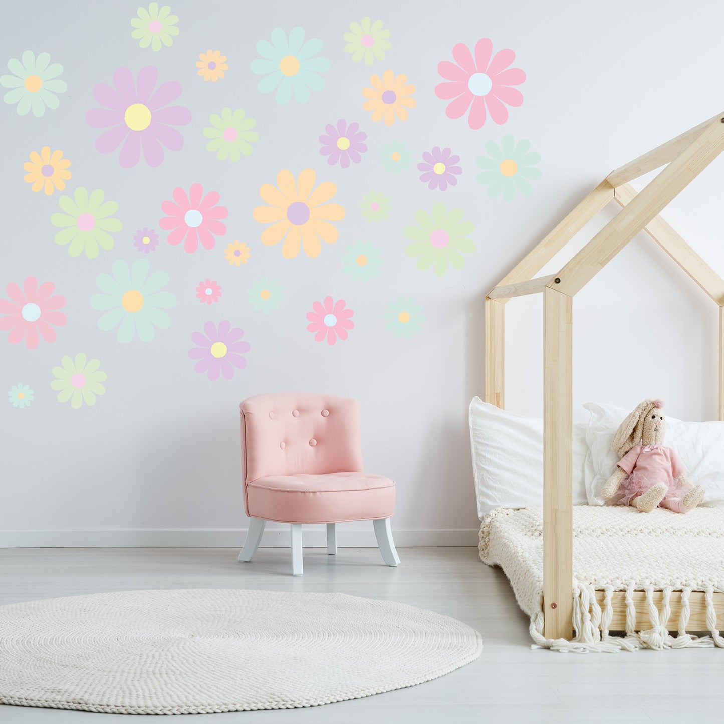 Pastel Wall Sticker - Pastel Flowers Set Decal Wall Art