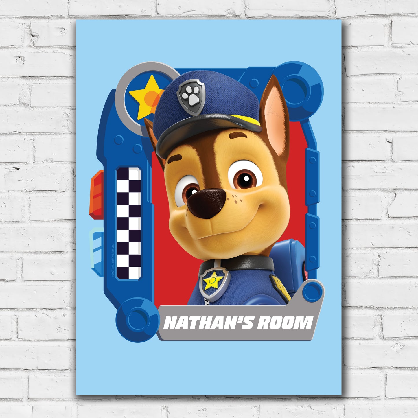 Paw Patrol Print - Chase Graphic Personalised Poster Wall Art