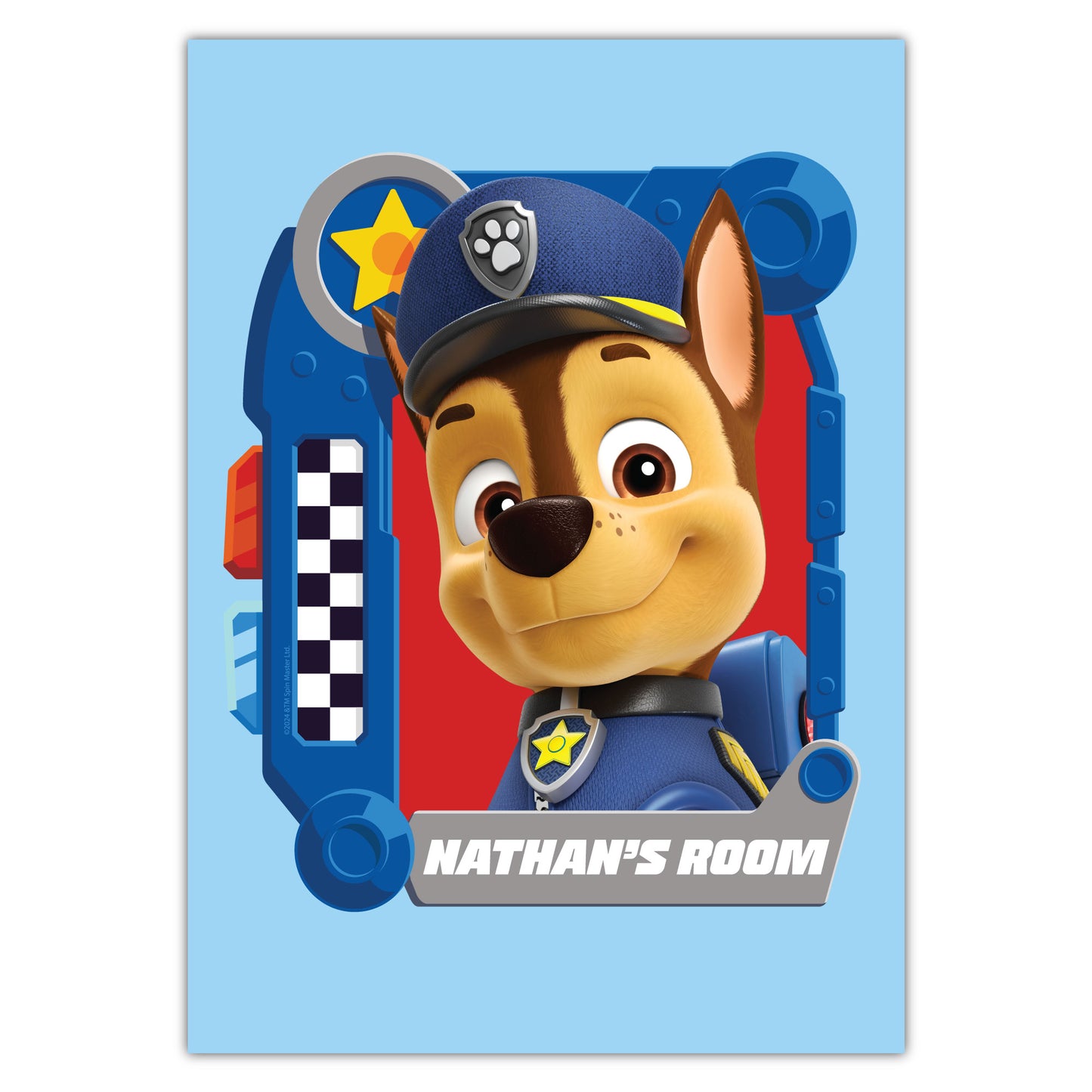 Paw Patrol Print - Chase Graphic Personalised Poster Wall Art