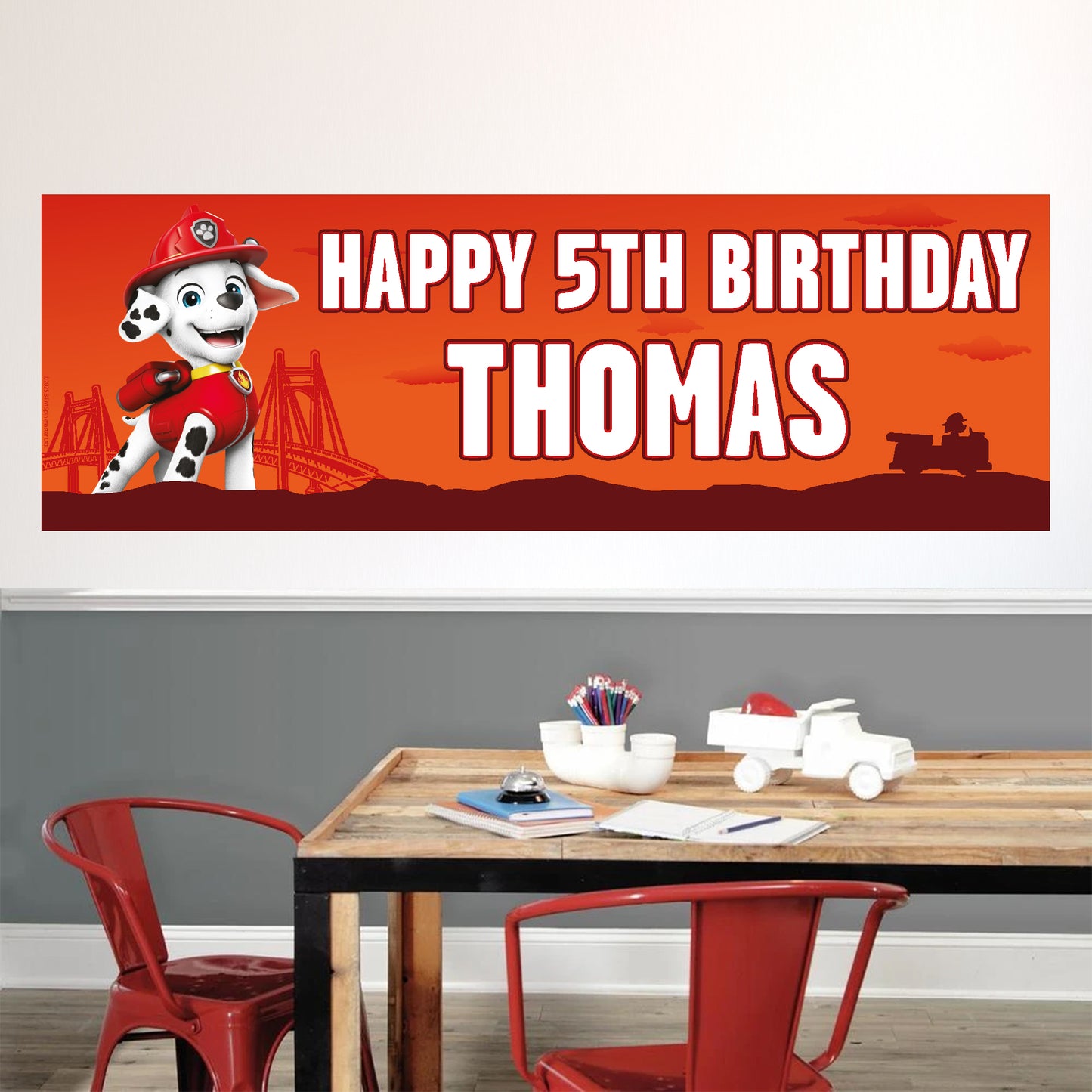 Paw Patrol Birthday - Marshall Personalised Banner Wall Sticker