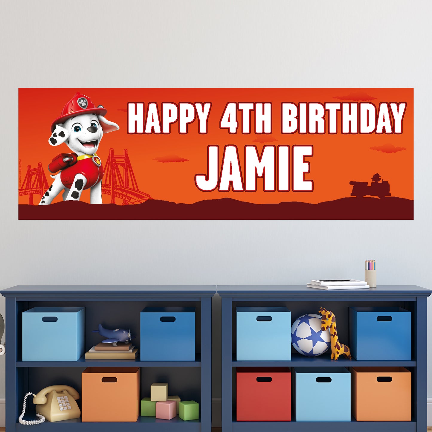 Paw Patrol Birthday - Marshall Personalised Banner Wall Sticker