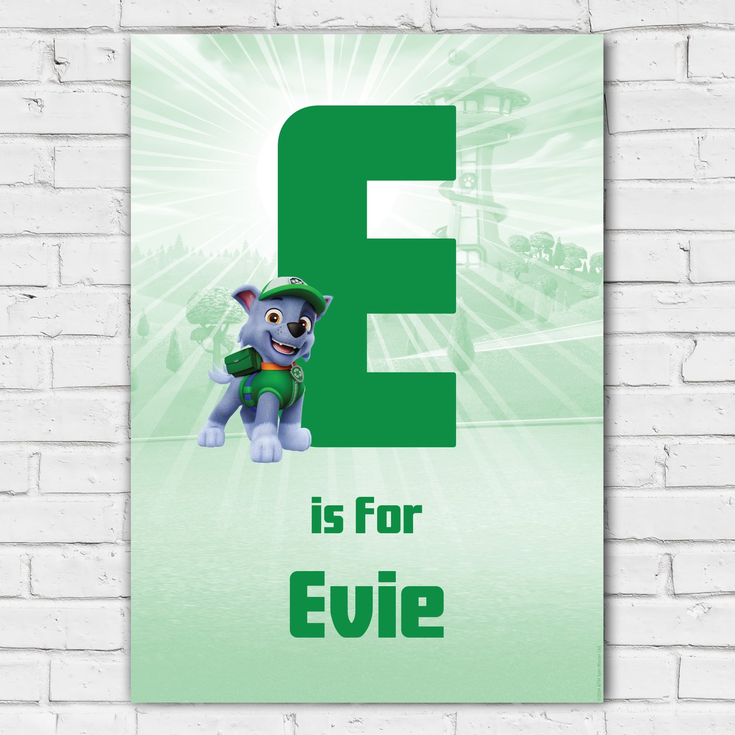 Paw Patrol Print - Rocky Letter and Name Personalised Poster Wall Art
