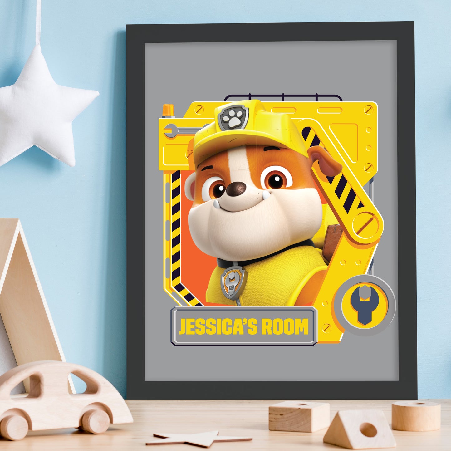 Paw Patrol Print - Rubble Graphic Personalised Poster Wall Art