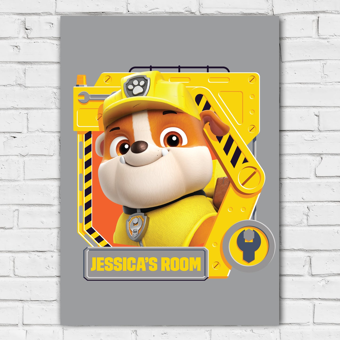 Paw Patrol Print - Rubble Graphic Personalised Poster Wall Art