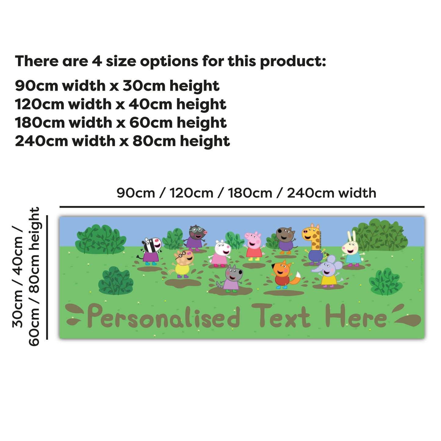 Peppa Pig Birthday - Peppa and Friends Muddy Puddle Personalised Banner Wall Sticker
