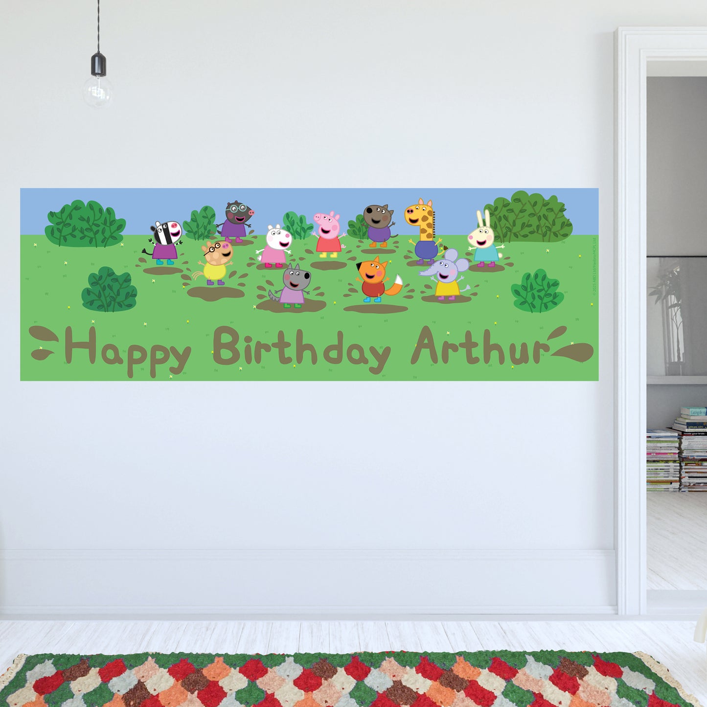 Peppa Pig Birthday - Peppa and Friends Muddy Puddle Personalised Banner Wall Sticker