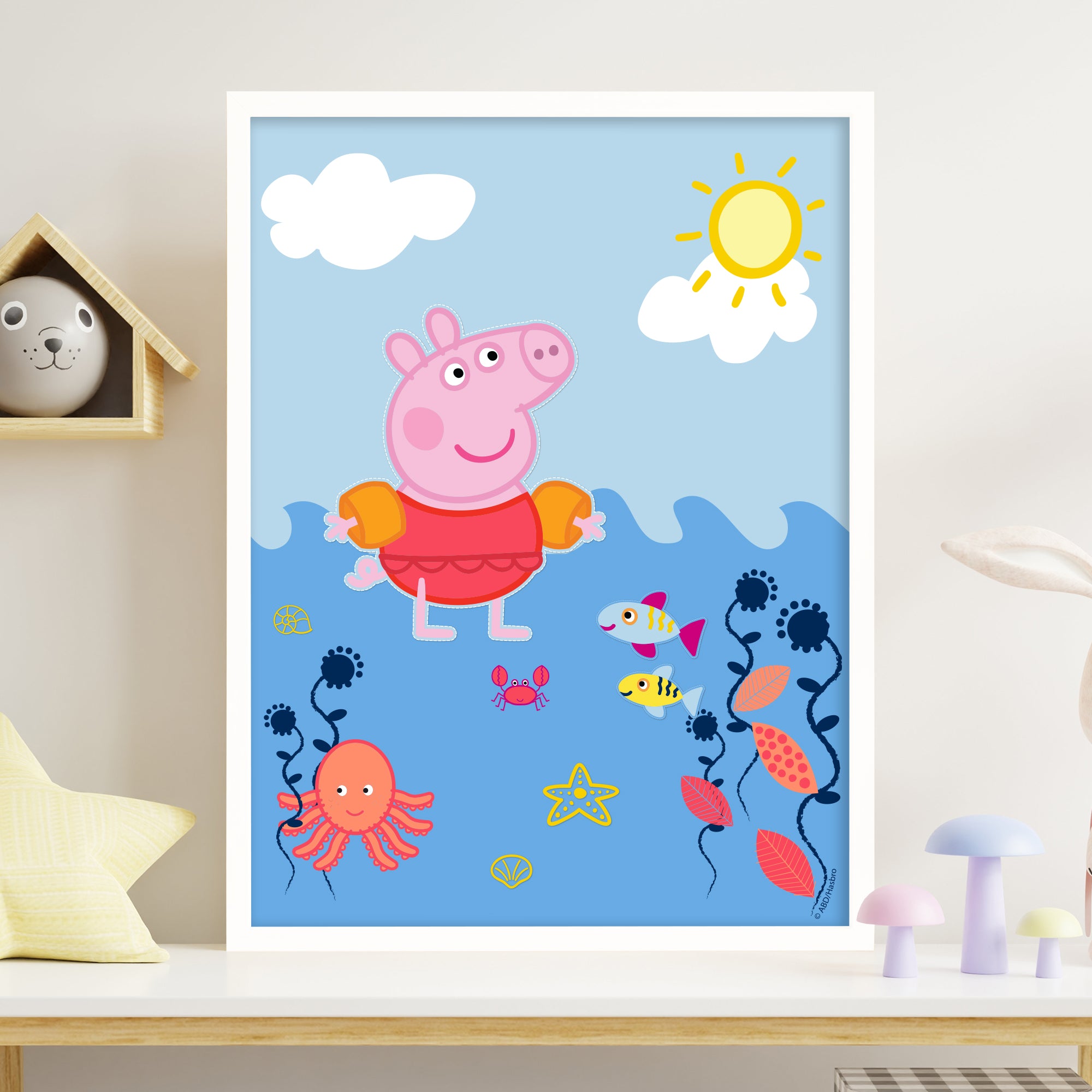 Peppa Pig Print Peppa Ocean Swimming Poster Wall Art Www themed co uk peppa-pig-print-peppa-ocean-swimming-poster-wall-art-www-themed-co-uk
