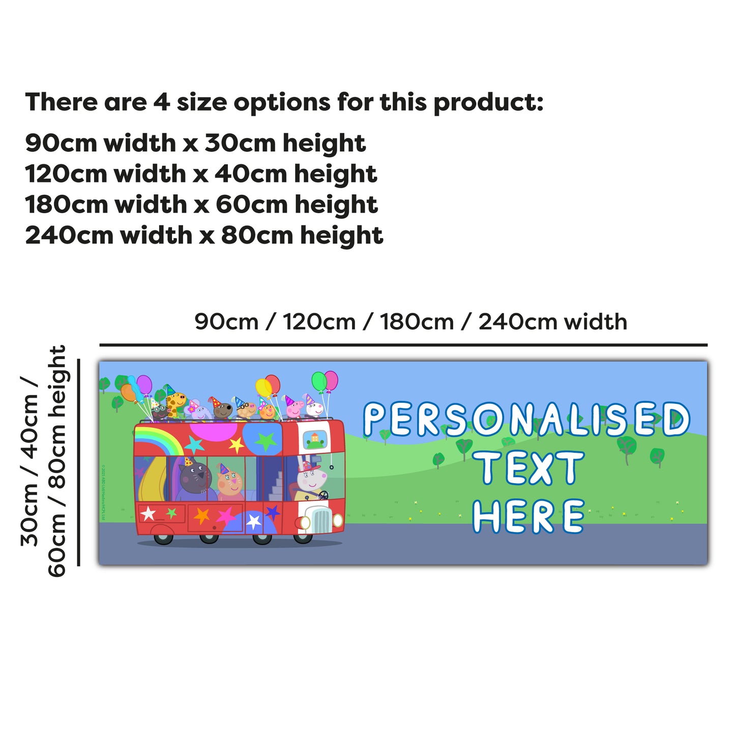Peppa Pig Birthday - Party Bus Personalised Banner Wall Sticker
