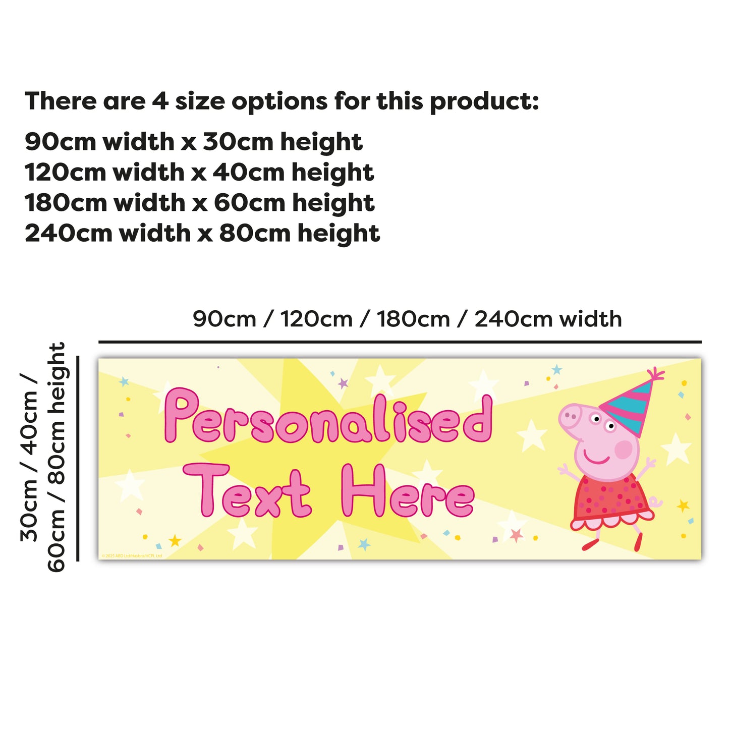 Peppa Pig Birthday - Peppa Party Hat Personalised Banner Wall Sticker