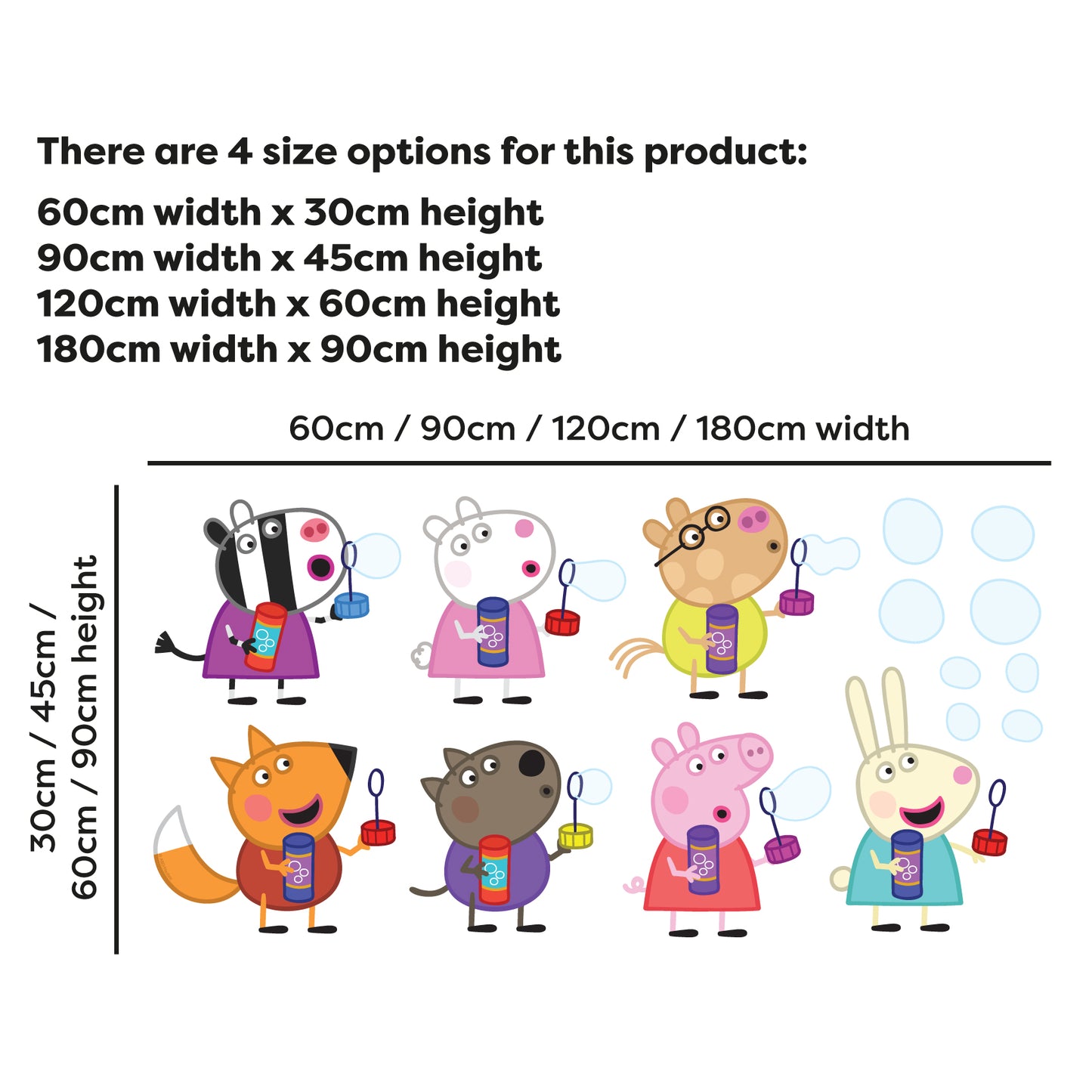 Peppa Pig Wall Sticker - Peppa Pig and Friends Blowing Bubbles Set Wall Decal Kids Art