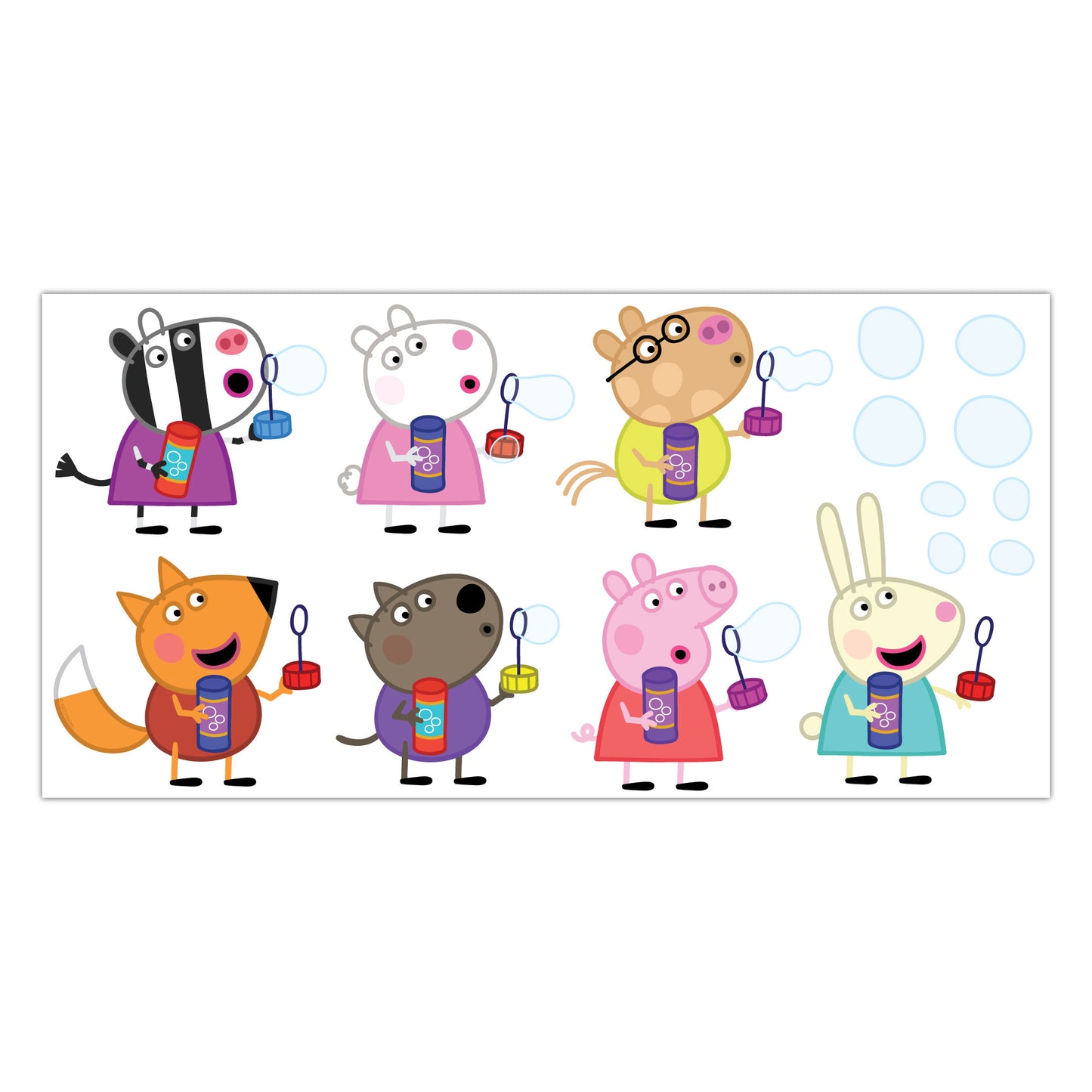 Peppa Pig Wall Sticker - Peppa Pig and Friends Blowing Bubbles Set Wall Decal Kids Art