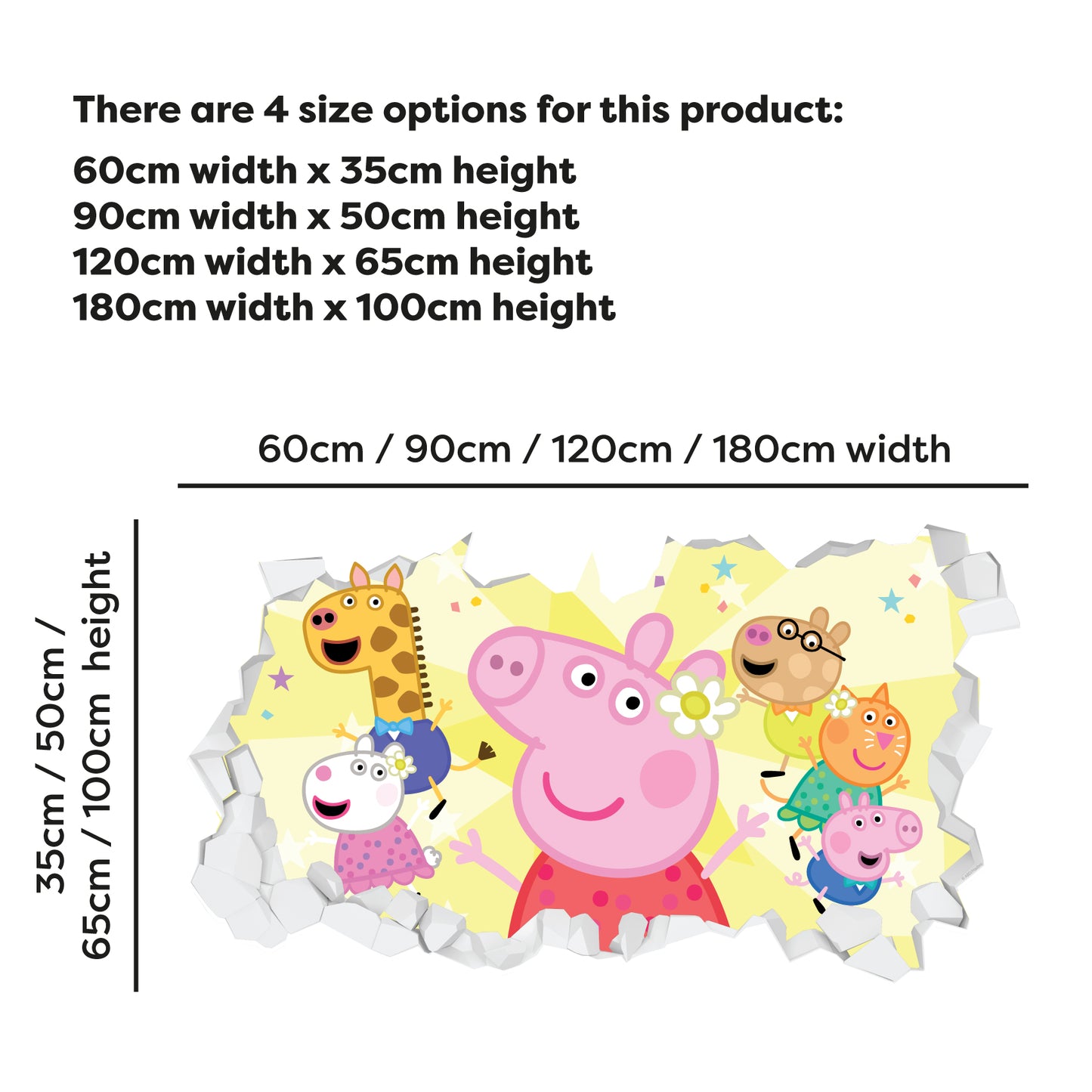 Peppa Pig Wall Sticker - Peppa Pig and Friends Party Broken Wall Decal Kids Art