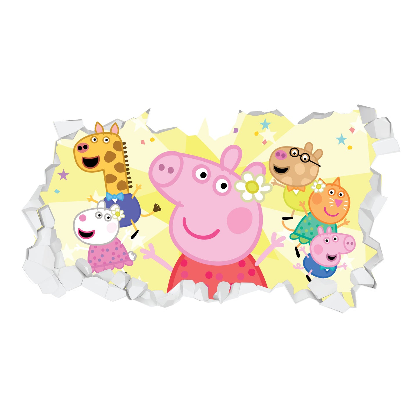 Peppa Pig Wall Sticker - Peppa Pig and Friends Party Broken Wall Decal Kids Art