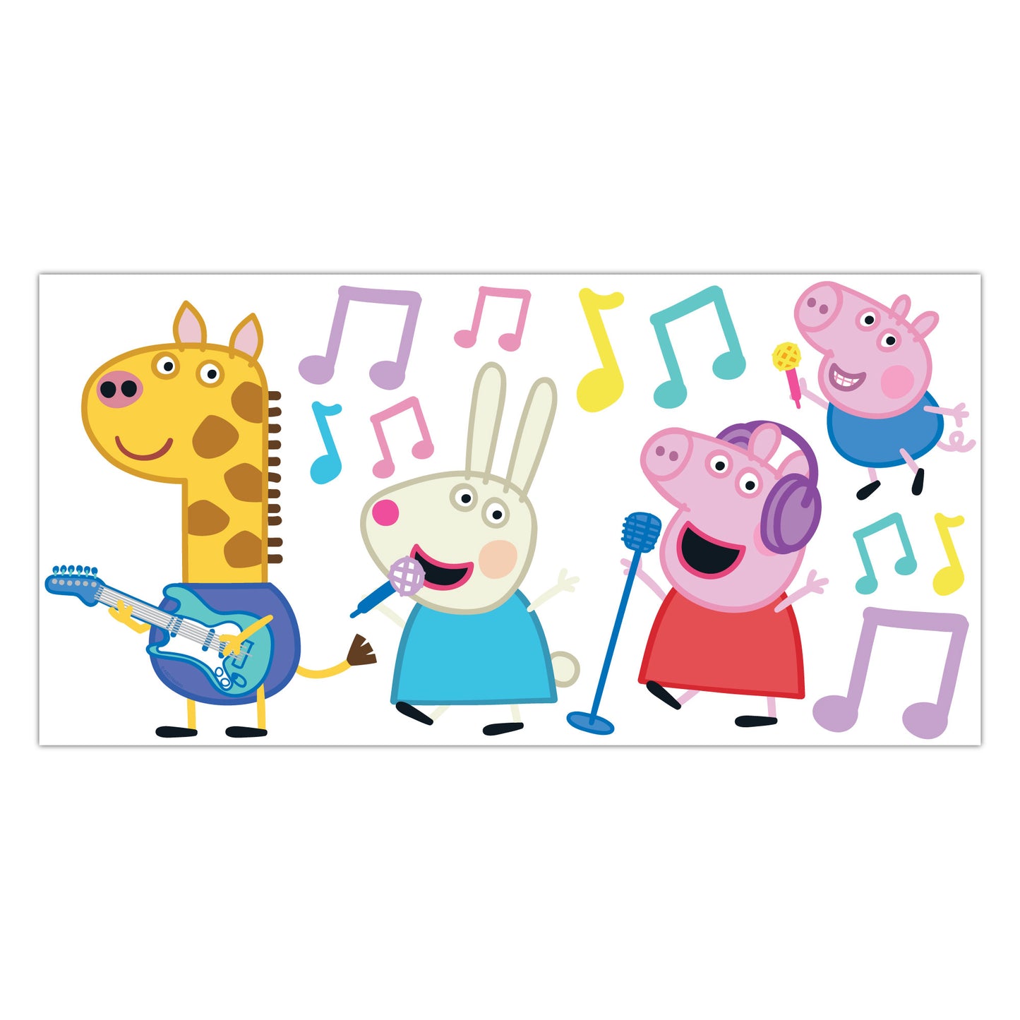Peppa Pig Wall Sticker - Peppa Pig and Friends Playing Music Set Wall Decal Kids Art