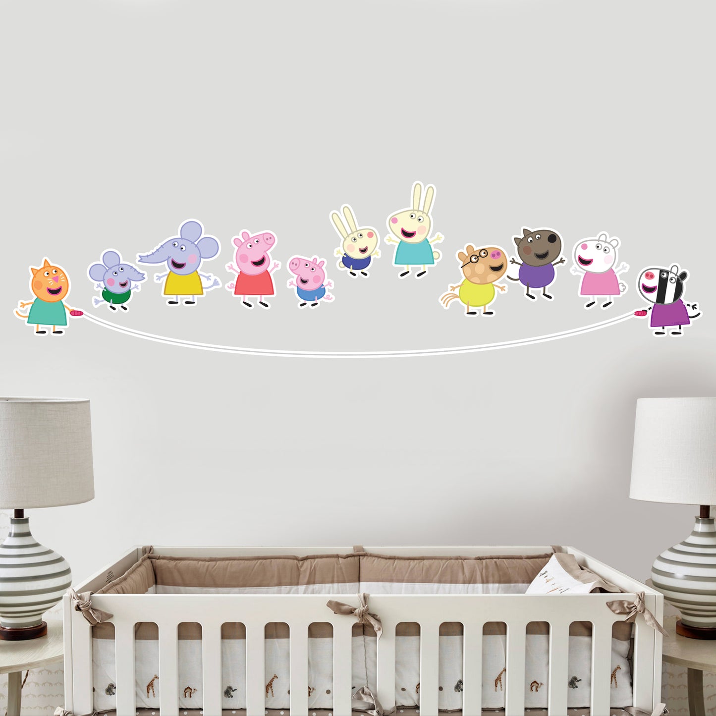 Peppa Pig Wall Sticker - Peppa Pig and Friends Skipping Rope Wall Decal Kids Art