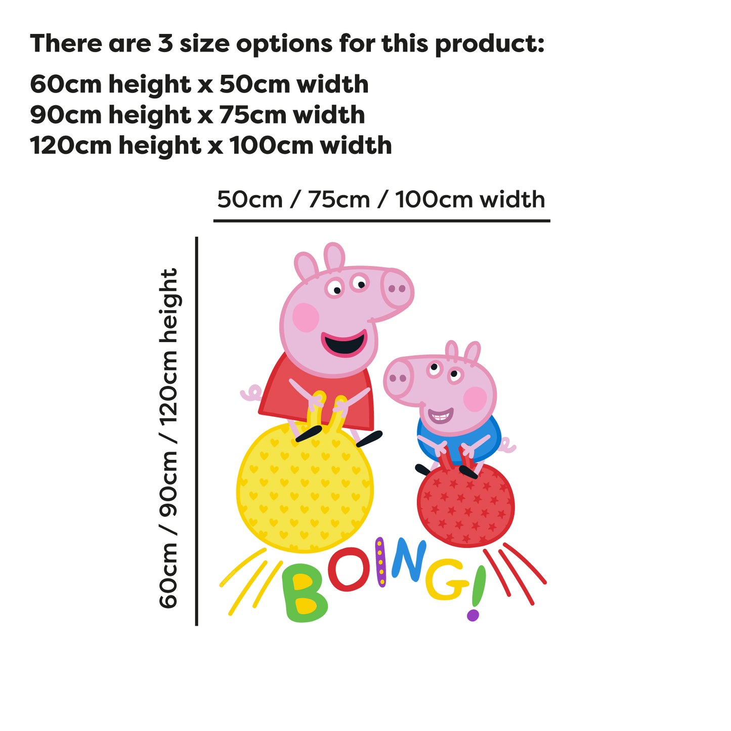 Peppa Pig Wall Sticker - Peppa Pig and George Space Hopper Boing Wall Decal Kids Art
