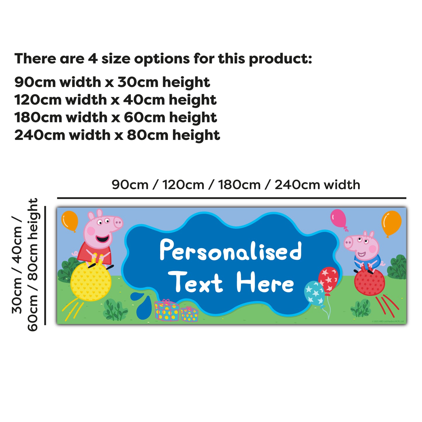 Peppa Pig Birthday - Peppa and George Space Hoppers Personalised Banner Wall Sticker