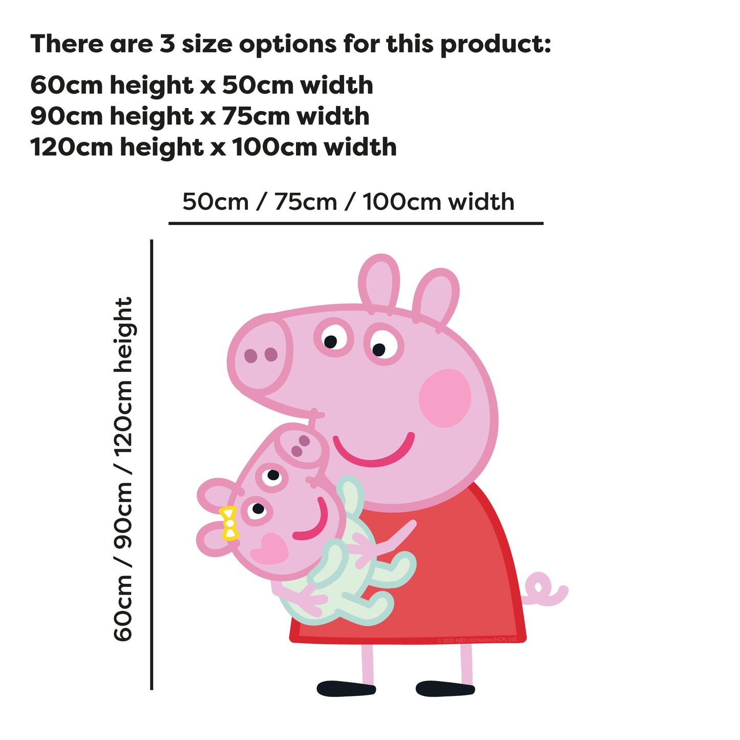 Peppa Pig Wall Sticker - Peppa Holding Baby Evie