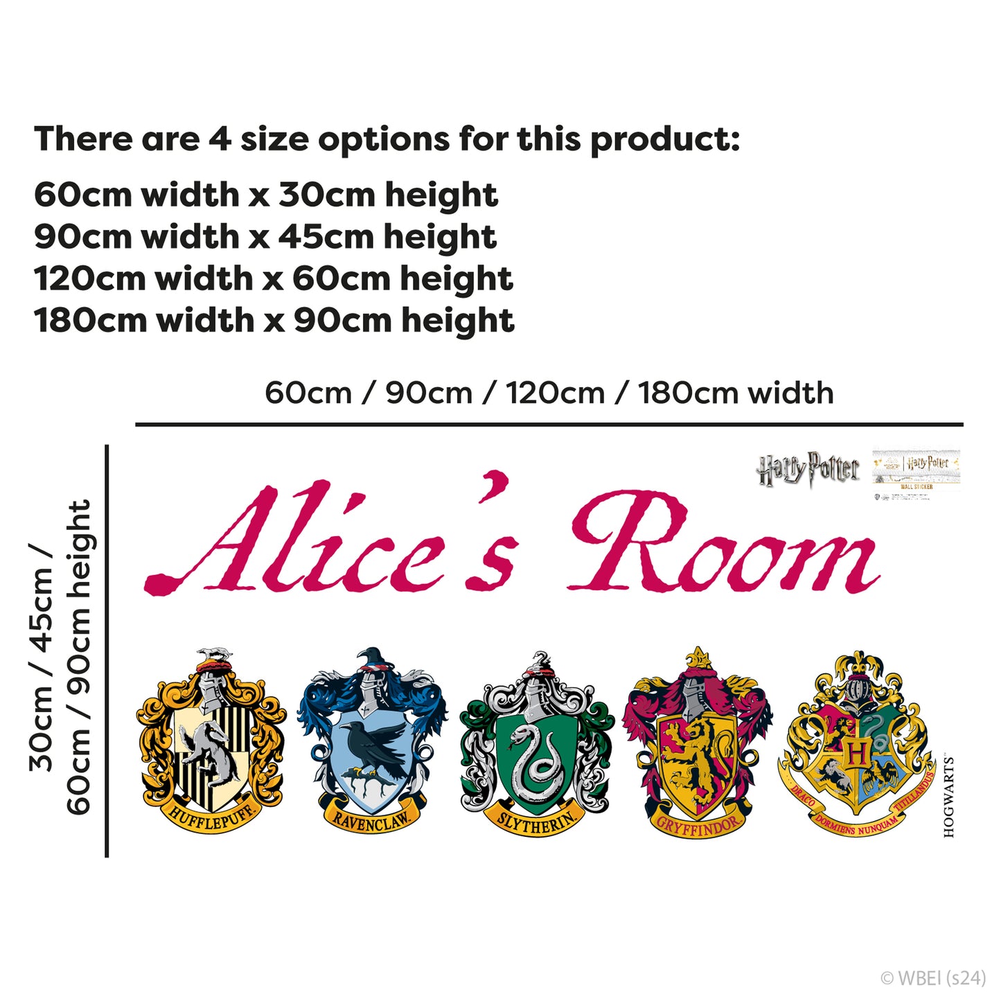 HARRY POTTER Wall Sticker – Personalised Name & House Crests Wall Decal Wizarding World Art