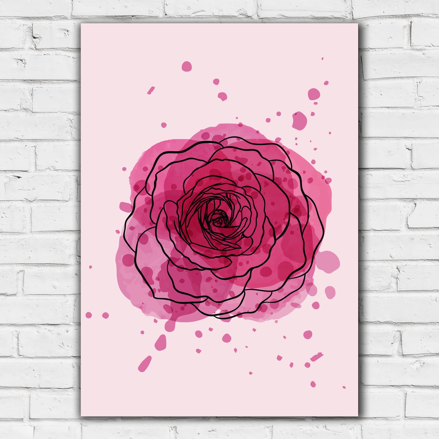Pink Print - Ink Rose From Above Poster Wall Art