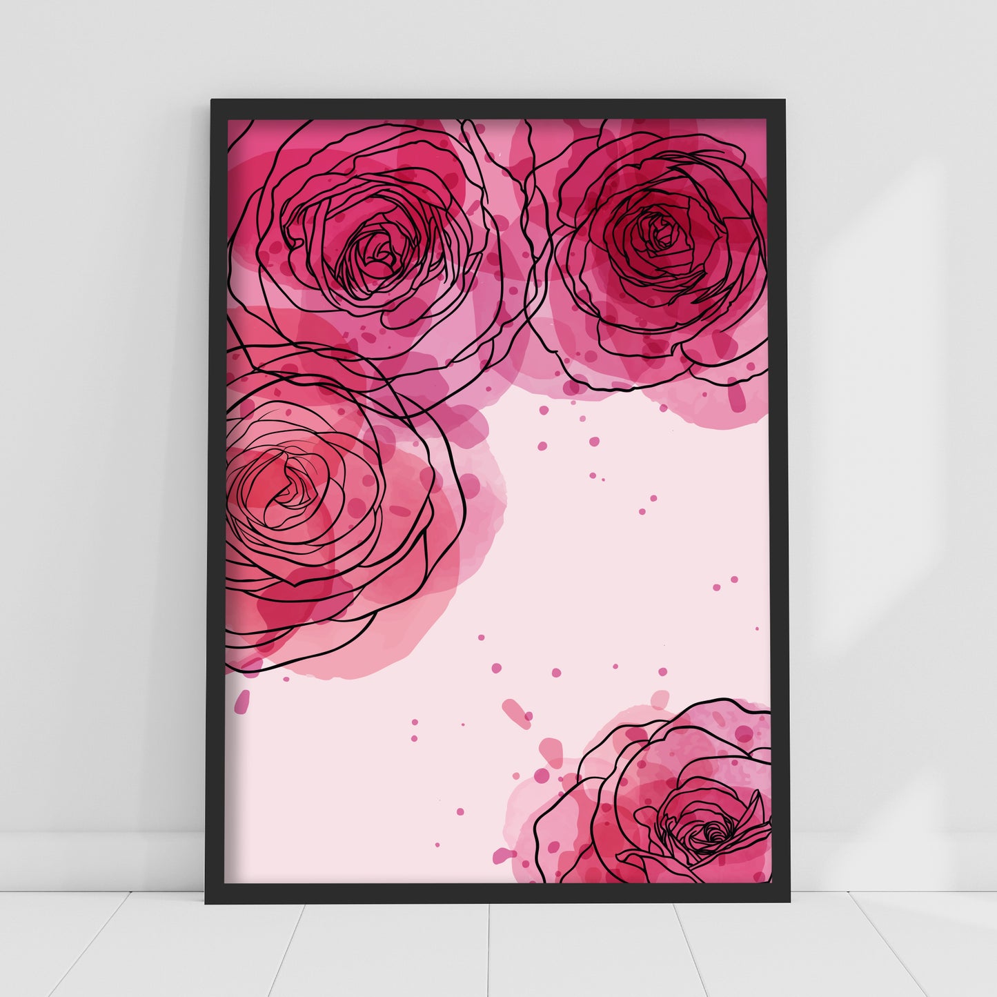 Pink Print - Four Rose Ink Poster Wall Art