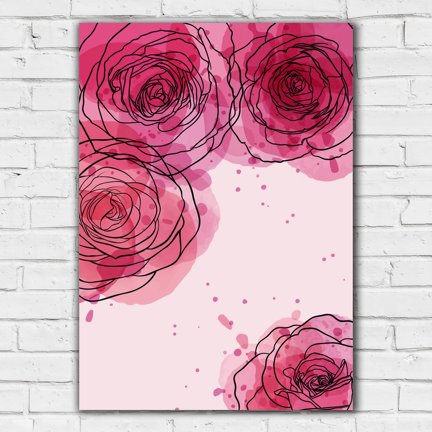 Pink Print - Four Rose Ink Poster Wall Art