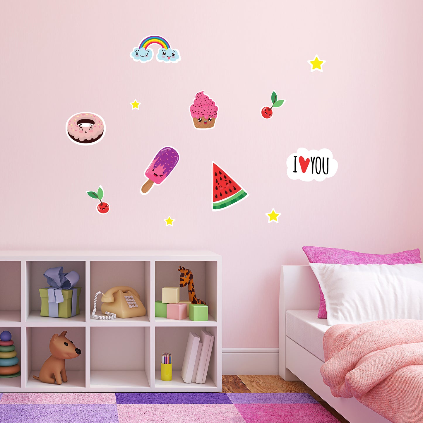 Pink Wall Sticker - I Love You Decal Set Wall Art