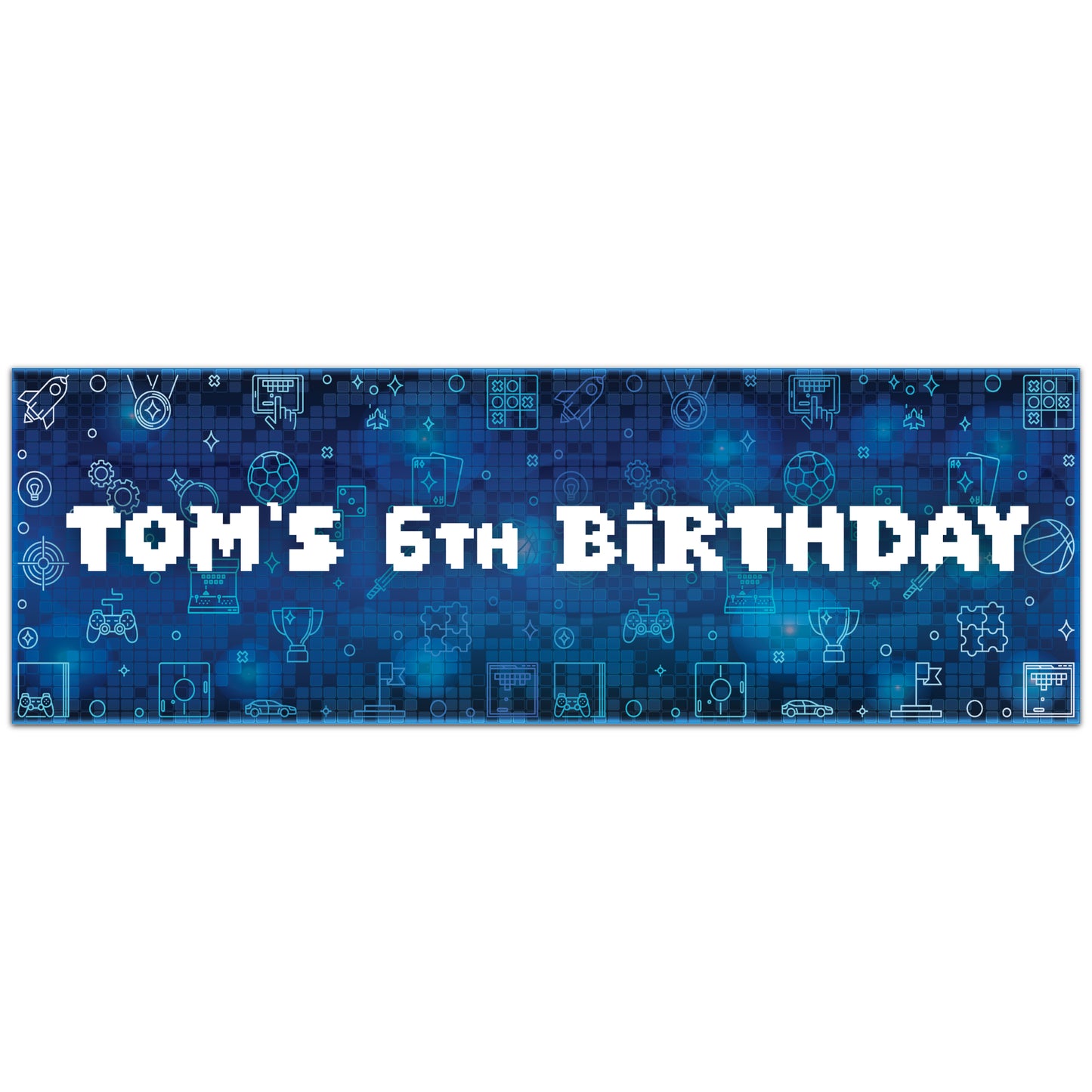 Gaming Birthday – Pixel Personalised Banner Wall Sticker