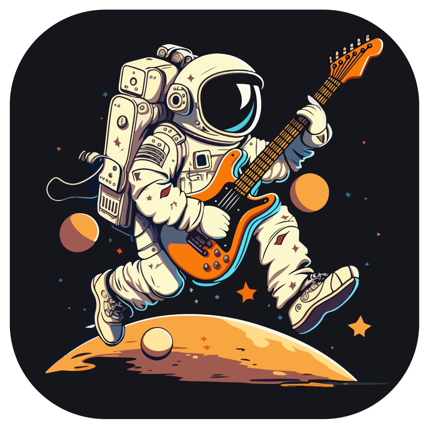 Space Wall Sticker - Playing the Guitar in Space Decal Wall Art