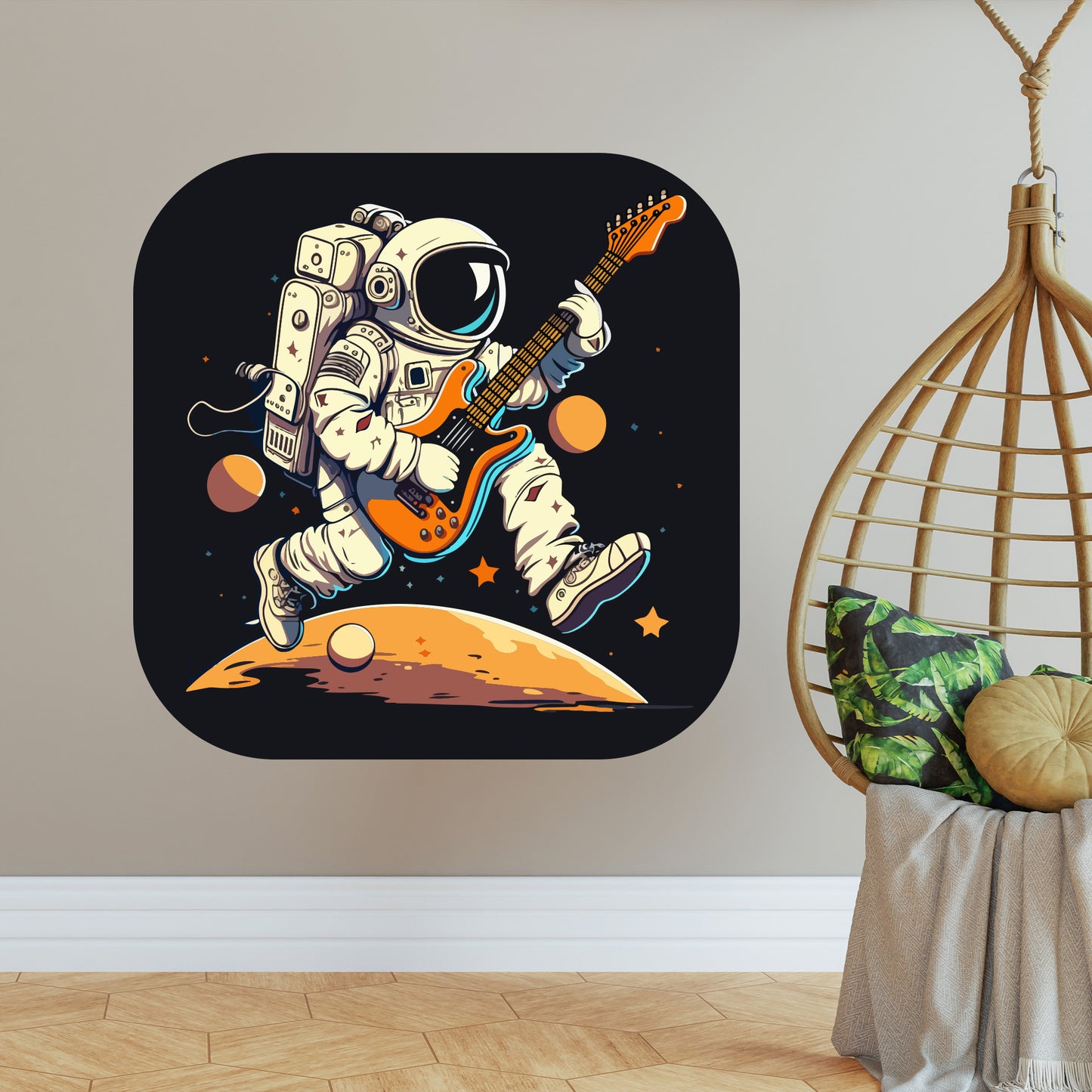 Space Wall Sticker - Playing the Guitar in Space Decal Wall Art