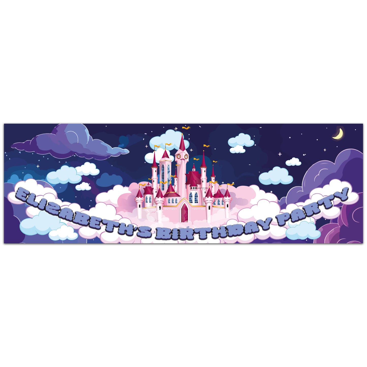 Princess Birthday – Midnight Castle Personalised Banner Wall Sticker