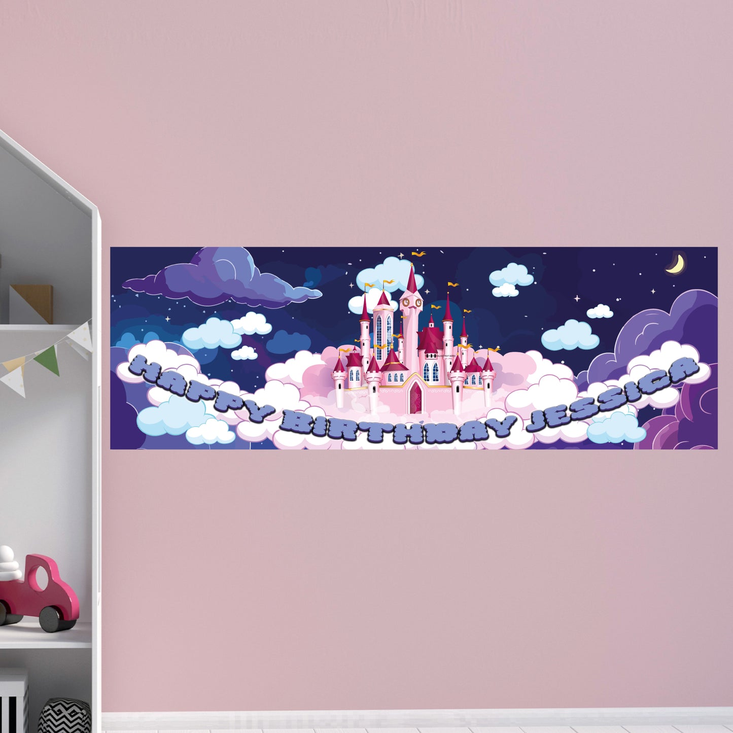 Princess Birthday – Midnight Castle Personalised Banner Wall Sticker