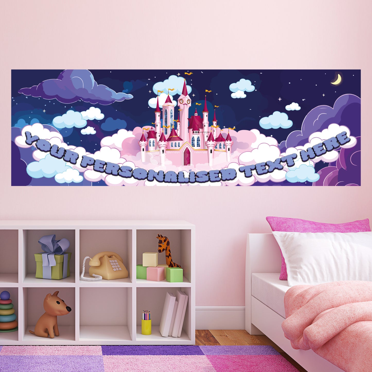 Princess Birthday – Midnight Castle Personalised Banner Wall Sticker