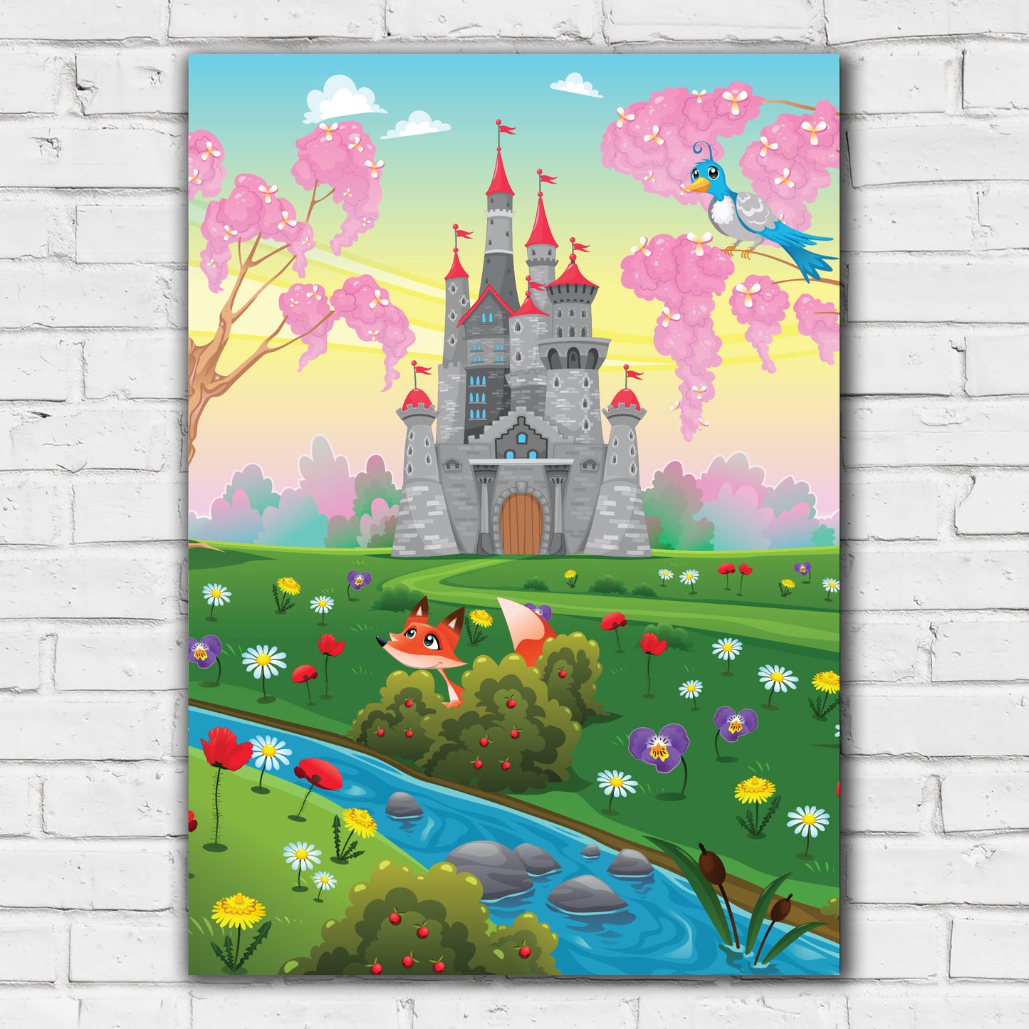 Princess Print - Castle Flowers Poster Wall Art