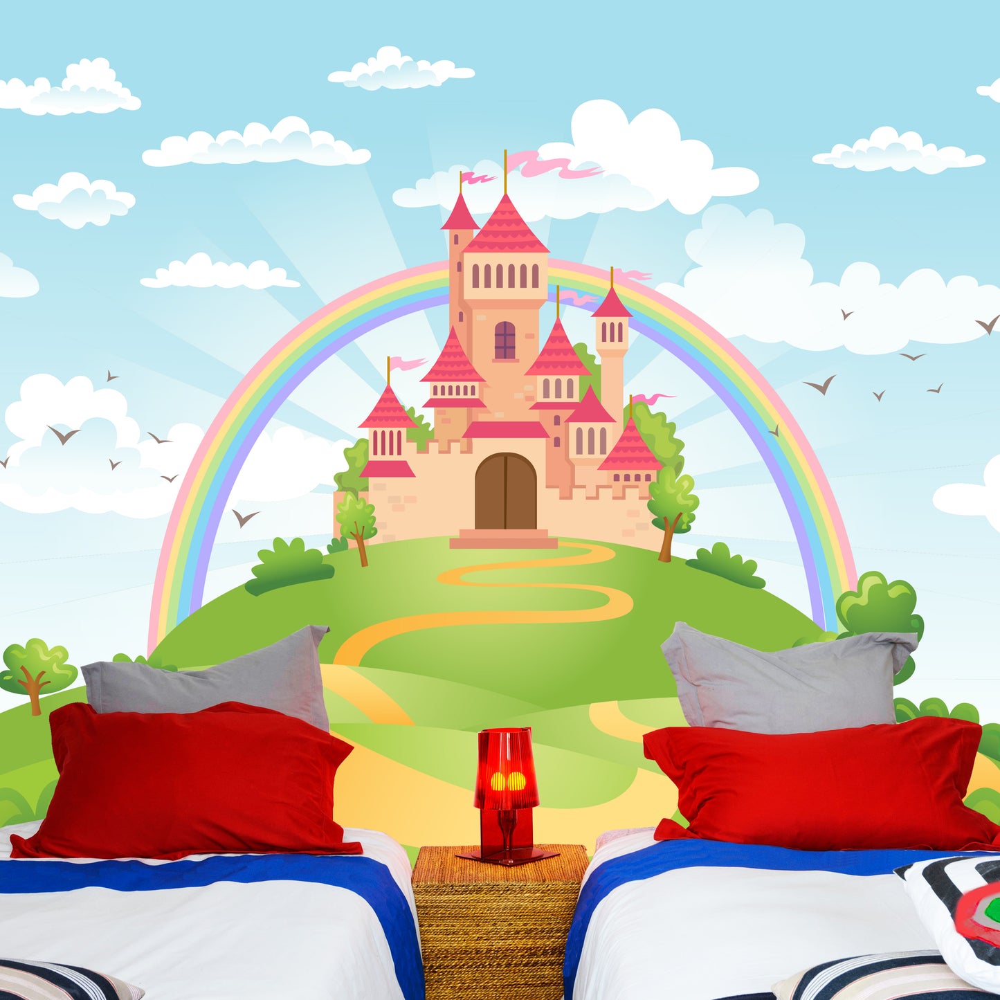 Princess Full Wall Mural - Castle Rainbow Wall Art