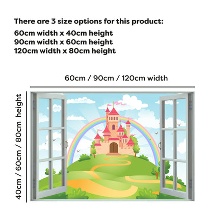 Princess Wall Sticker - Castle Rainbow Open Window Decal Art
